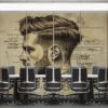Detailed hand-drawn sketch of a man in profile highlighting his hairstyle and beard.