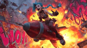 Alternative view of Jinx - Explosive Chaos in Action Wall Mural