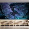Kalista from League of Legends lunging forward in a dark forest