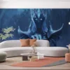 Lissandra conjuring ice magic in a mystical icy landscape from League of Legends.||