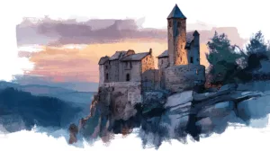 Alternative view of Majestic Castle at Sunset Wall Mural