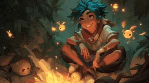 Alternative view of Milio - Enchanting Campfire Bliss Wall Mural