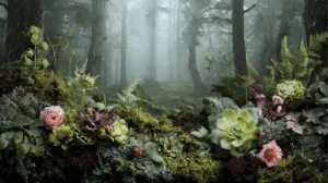 Alternative view of Misty Forest Serenity Wall Mural