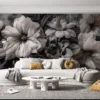 Monochromatic floral arrangement in black|white|and gray