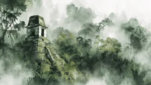 Alternative view of Mystical Jungle Temple Wall Mural