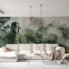 Mystical jungle landscape with ancient temple in mist||