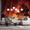 Ornn forging a weapon in a fiery forge from League of Legends.||