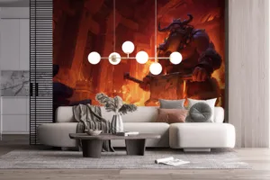 Ornn forging a weapon in a fiery forge from League of Legends.||