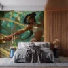 Qiyana from League of Legends in a vibrant jungle setting|showcasing her elemental powers.|