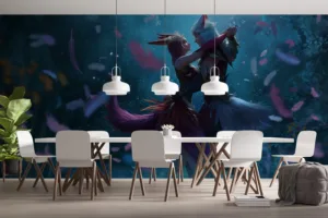Rakan and Xayah dancing in a mystical forest from League of Legends||
