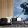 Sejuani from League of Legends charging through a snowy landscape||