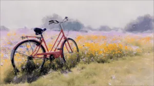 Alternative view of Serene Bicycle by Wildflower Field Wall Mural
