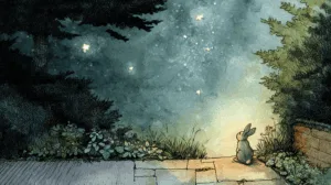 Alternative view of Serene Rabbit Stargazing Wall Mural