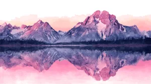 Alternative view of Serene Sunset Mountain Landscape Wall Mural