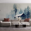Rustic cabin in a snowy winter landscape