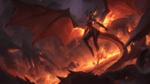 Alternative view of Shyvana - Fierce Dragon Warrior Art Wall Mural