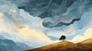 Alternative view of Solitary Tree on a Hill Wall Mural