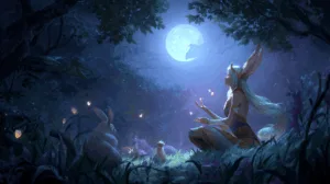 Alternative view of Soraka - A Serene Journey Through the Enchanted Forest Wall Mural
