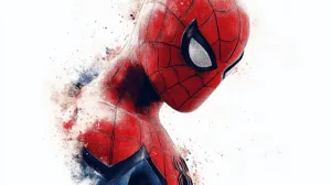 highlighting his iconic web pattern.