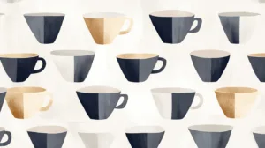 Alternative view of Stylized Coffee Mug Pattern Wall Mural