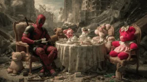 Alternative view of Surreal Tea Party with Anti-Hero Wall Mural