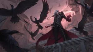 Alternative view of Swain - Commanding Presence Amidst the Crows Wall Mural