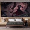 Swain from League of Legends commanding with crows in a dark architectural space.