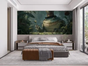 Tahm Kench in a lush swamp environment|wearing a top hat|