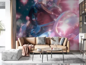 Taric from League of Legends in shimmering armor amidst a dreamy background.||