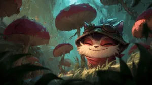 Alternative view of Teemo - Whimsical Adventure in the Forest Wall Mural