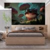 Teemo from League of Legends in a vibrant forest with oversized red mushrooms.