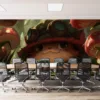 Teemo from League of Legends amidst vibrant mushrooms in a lush forest.||