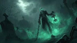 Alternative view of Thresh - Haunting Elegance in Shadows Wall Mural