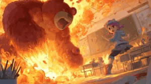 Alternative view of Tibbers - Fiery Summoning in the Classroom Wall Mural