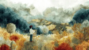 Alternative view of Tranquil Artist's Retreat Wall Mural
