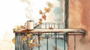 Alternative view of Tranquil Balcony Escape Wall Mural
