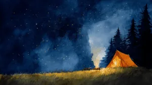Alternative view of Tranquil Camping Night Wall Mural