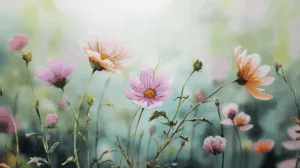Alternative view of Tranquil Floral Meadow Wall Mural