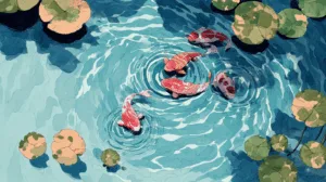 Alternative view of Tranquil Koi Fish Pond Wall Mural