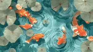 Alternative view of Tranquil Koi Pond Serenity Wall Mural