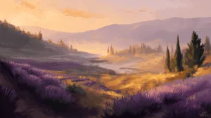 Alternative view of Tranquil Lavender Fields Wall Mural