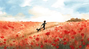 Alternative view of Tranquil Poppy Field Walk Wall Mural