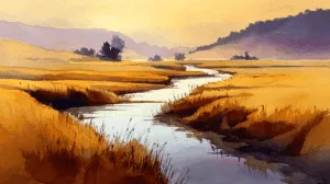 Alternative view of Tranquil River Valley Landscape Wall Mural