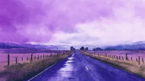 Alternative view of Tranquil Road into Violet Dusk Wall Mural
