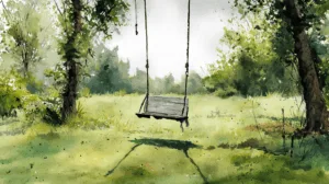 Alternative view of Tranquil Swing in the Garden Wall Mural
