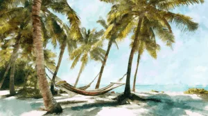 Alternative view of Tranquil Tropical Escape Wall Mural