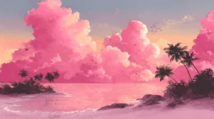Alternative view of Tranquil Tropical Sunset Beach Wall Mural