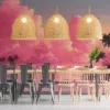 Tranquil tropical beach at sunset with pastel colors.||