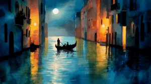 Alternative view of Tranquil Venetian Night Wall Mural