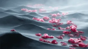 Alternative view of Tranquil Waves and Rose Petals Wall Mural